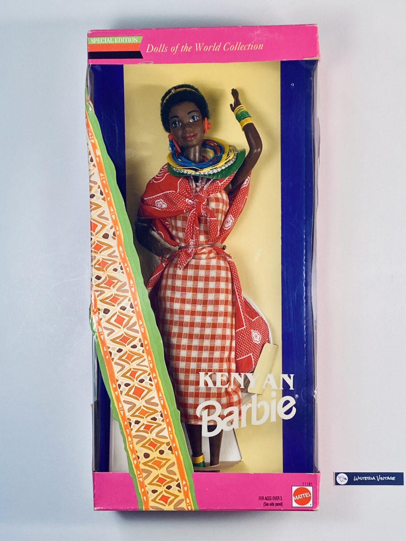 Barbie Kenya 1993 #11181 is new in box. A crack in the plastic window.